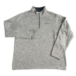 Eddie Bauer Fleece Lined Sweater Mens 1/4 Zip Pullover Gray Size XXL 2XL